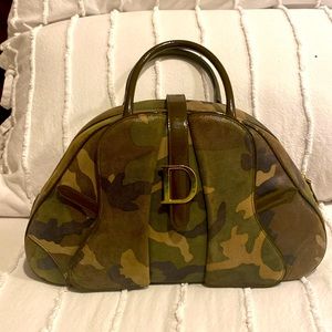 Christian Dior Vintage Double Saddle Bowler Bag in Camouflage